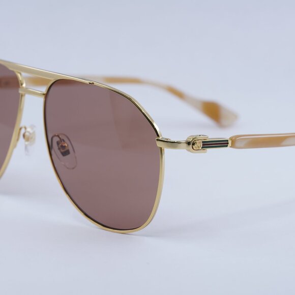 ?️ New Gucci GG1220S 003 Sunglasses - Gold Frame, Cognac Lenses main image 7